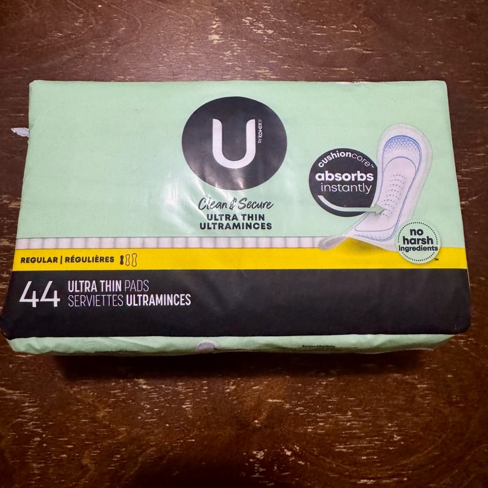U by Kotex Clean & Secure Ultra Thin Pads - Regular, 44 Count